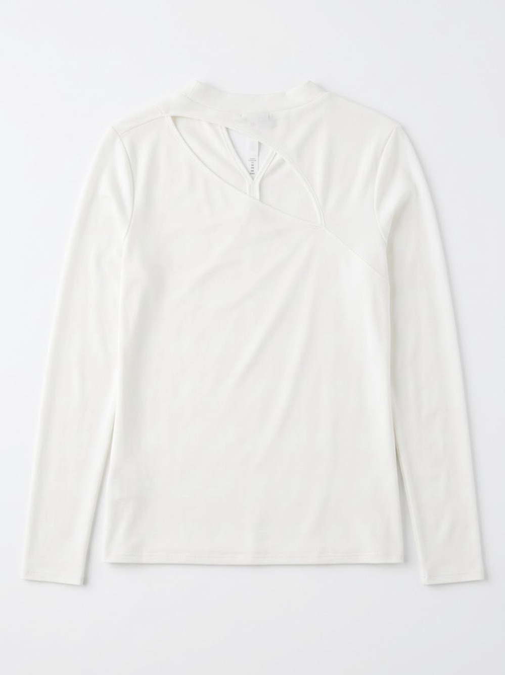 Halogen White Long Sleeve Mock Neck Top with Diagonal Cutout